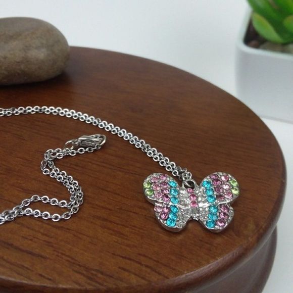 Multicolor color rhinestone butterfly neck… - Picture 2 of 5